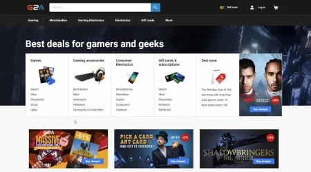 Онлайн-магазин G2A с цифровыми товарами для Steam, PlayStation и Xbox